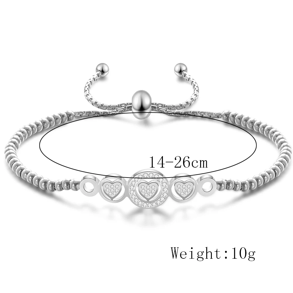 2019 Fashion New Heart Charm Handmade Bracelets For Women Stainless Steel Beads Bracelet Style Jewelry Gift Pulsera - Image 2