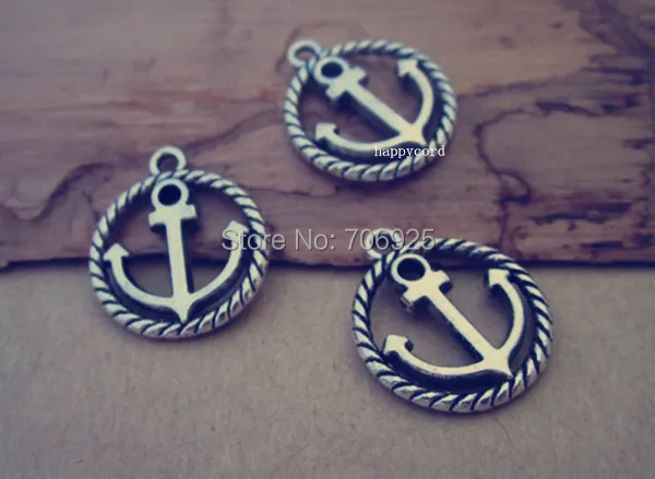

60pcs/lot antique silver anchor necklace charm pendant 16mm