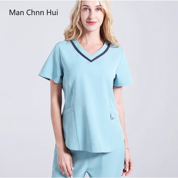 

Surgical Gowns Medical Scrub set Silky stretch uniform Dental Clinic Workwear Beauty Salon Nurse clothing