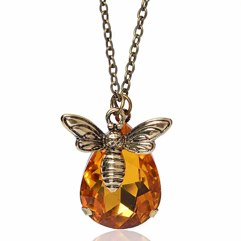 

New Copper Crystal Bumble Bee Necklaces Pendants Lovely Honey Bee Necklaces Jewelry Lover Gift Graduation Romantic Necklace
