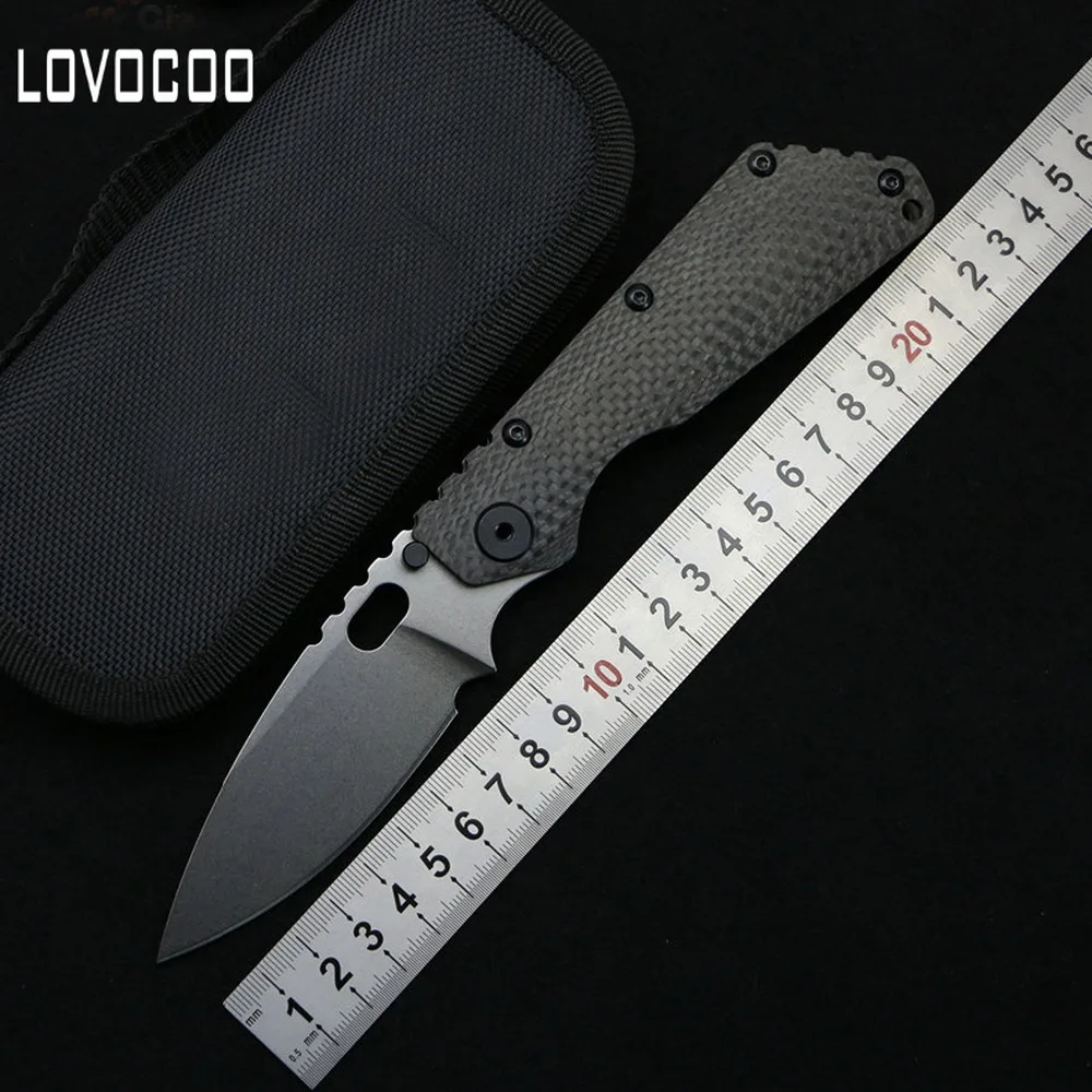 

SMF Folding Pocket Knife blade D2 Carbon fiber Titanium handle Copper washer outdoors utility hunting Hiking camping fruit knife