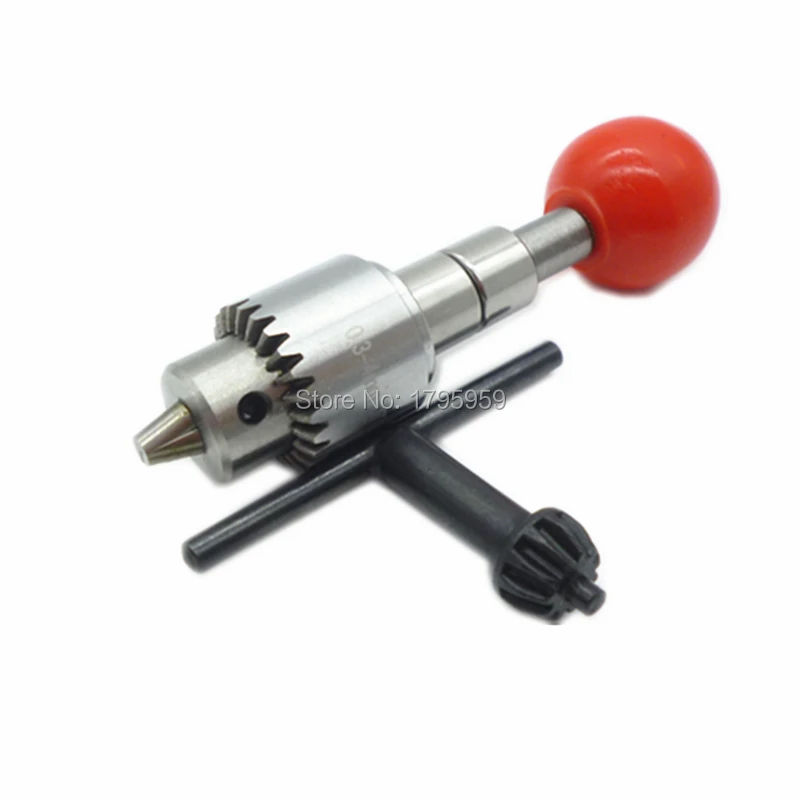 Pin Vise Round Plastic Ball Handle Swivel Head Hand Twist Drill Clamping Range 0.3-4mm Micro Stainless steel Manual Drilling Tools (10)