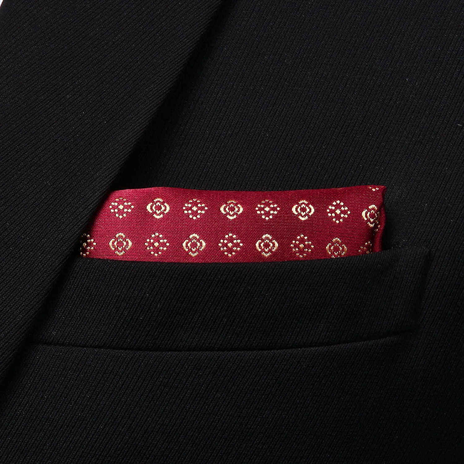  RF118RS Party Classic Pocket Square Wedding Red Golden Floral Dot Men Silk Cravat Ascot Tie Handker