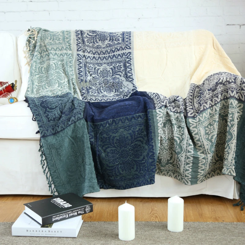 Buy Bohemian blanket Sofa cover Jacquard knit throw