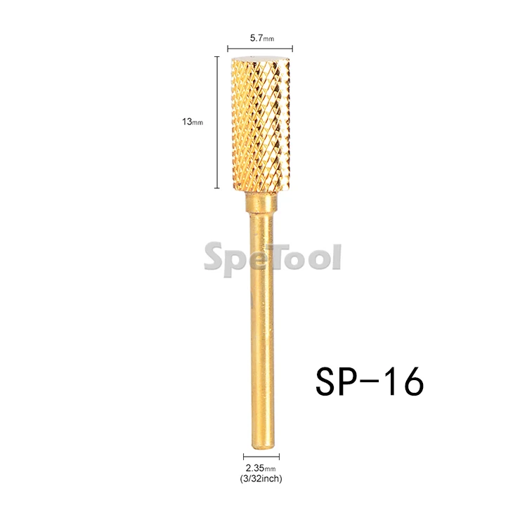 SpeTool 19 форм Позолоченные вольфрамовые карбидные сверла для ногтей инструменты для дизайна ногтей Аксессуары для электрического удаление маникюра гель