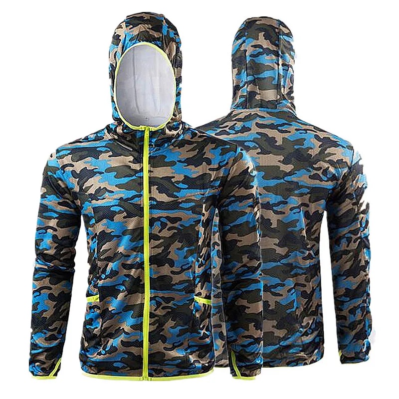 

New arrival Camo gray fishing clothes breathable quick dry Anti Sai UV Anti mosquit 6XL - M long sleeve hooded fishing Shirts