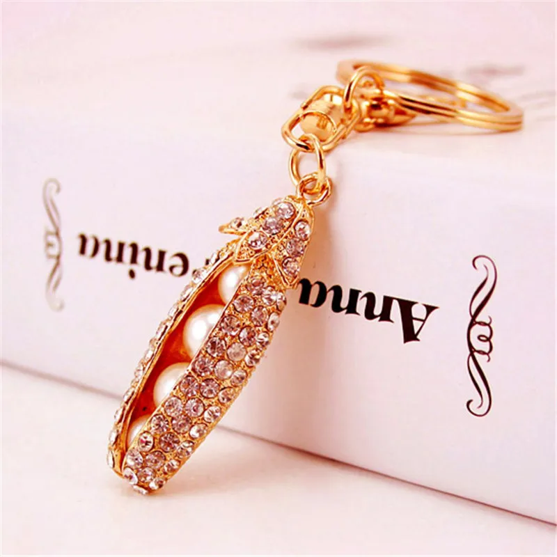 

Korean Keychain Pearl Crystal Car Key Rings Chain for Women's Satchel Keyring Bag Pendant Keychains llaveros