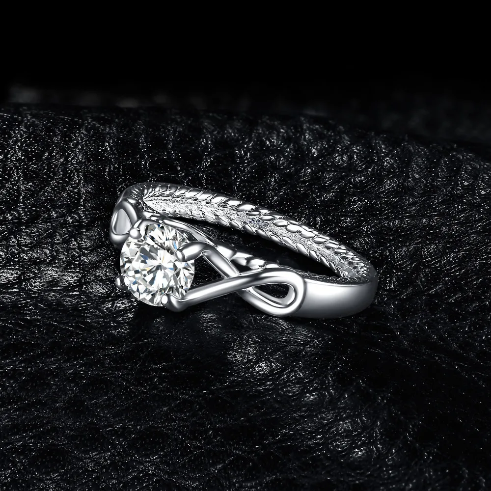 JewelryPalace Infinity 1.6ct Cubic Zirconia 925 Sterling Silver Ring Anniversary Promise Wedding Engagement Rings For Women Gift