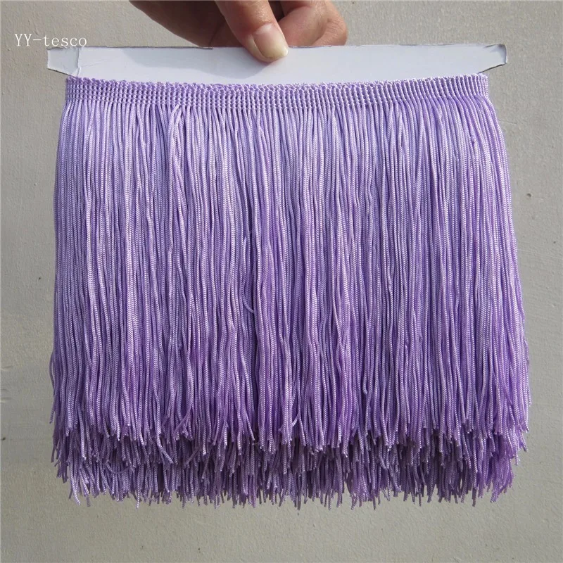 YY-tesco 1 ярд 15 см широкая кружевная бахрома отделка кисточка бахрома отделка для латинских платьев сценическая одежда аксессуары кружевная лента кисточка - Цвет: Light purple