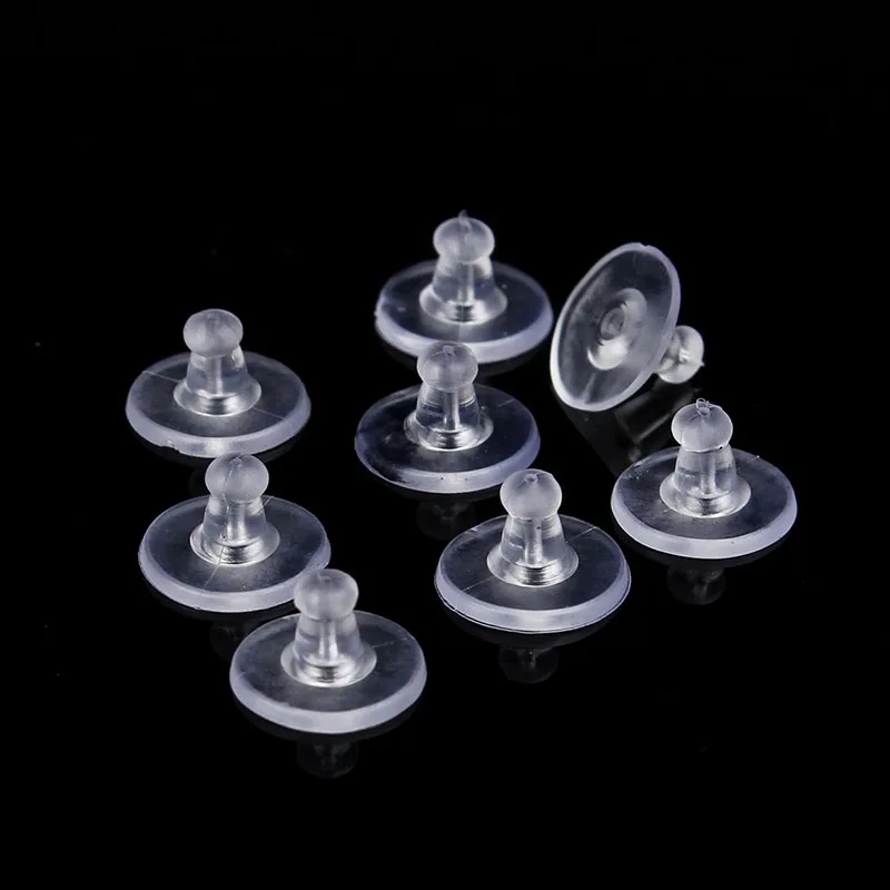 200pcs/batch of Rubber Earrings Back Silicone Round Earplugs Closed Cap  Earring Back Plugs for DIY Parts Jewelry Making