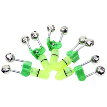 

FLGT-5x Night Fishing Rod Twin Ring Bells Fish Bait Red LED Alarm Light