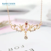 SANSUMMER, модное красивое ожерелье для девушек, сердце, стразы, изысканное ожерелье, дизайнерское ювелирное изделие, роскошное женское ожерелье 6787