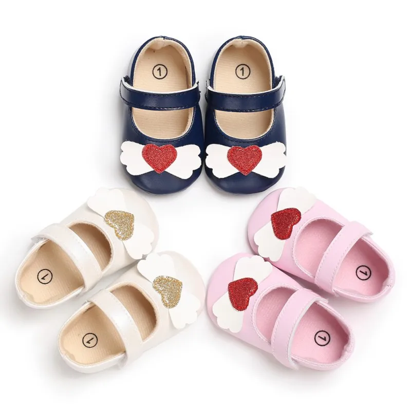 Baby Toddler Shoes The First Walker Autumn Baby Girl Love PU Princess Soft Bottom Non-Slip Toddler Shoes Newborn Princes Shoes