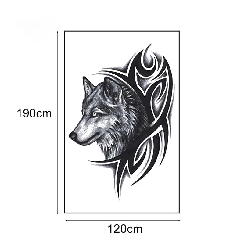 New Waterproof Temporary Tattoo Sticker Sketch Large Wolf Heads Pattern Animals Water Transfer Body Art Flash Fake Tatoo