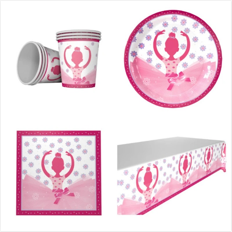 

Pink Ballet theme 20 napkins+20 cups+20 plates+1 tablecover for KIDS birthday party decoration supplies 20people use