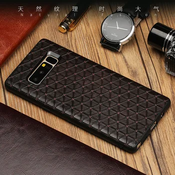 

Genuine leather phone case For Samsung Galaxy S7 Edge S8 S9 Plus S10e Note 8 s20 Triangle Texture For A50 A70 A7 2018 a51 a71