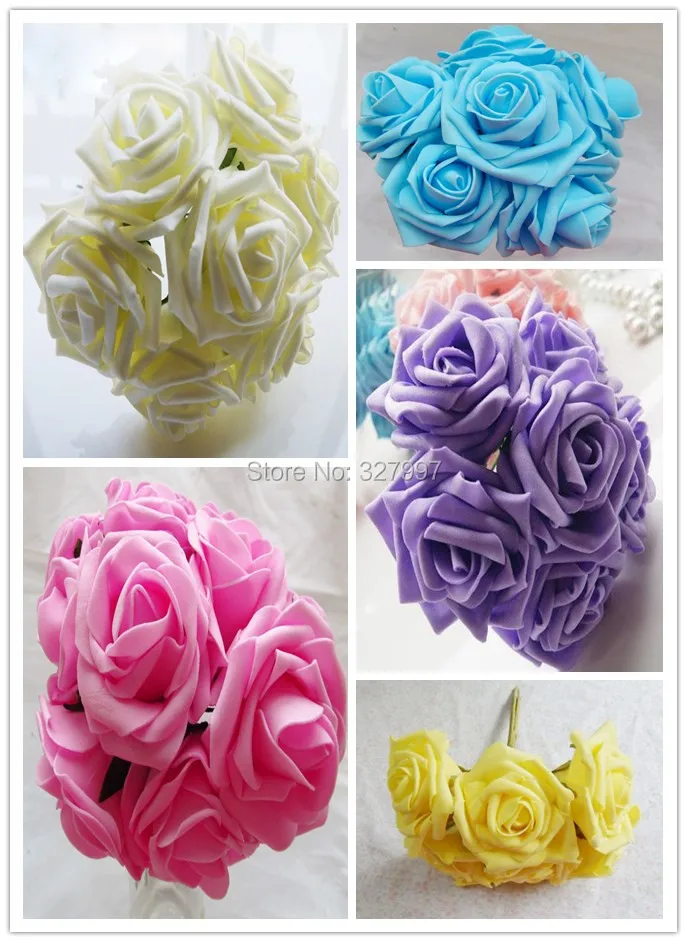120 Pcs Pas Cher De Mariée Bouquet Fleurs Pe Mousse Rose