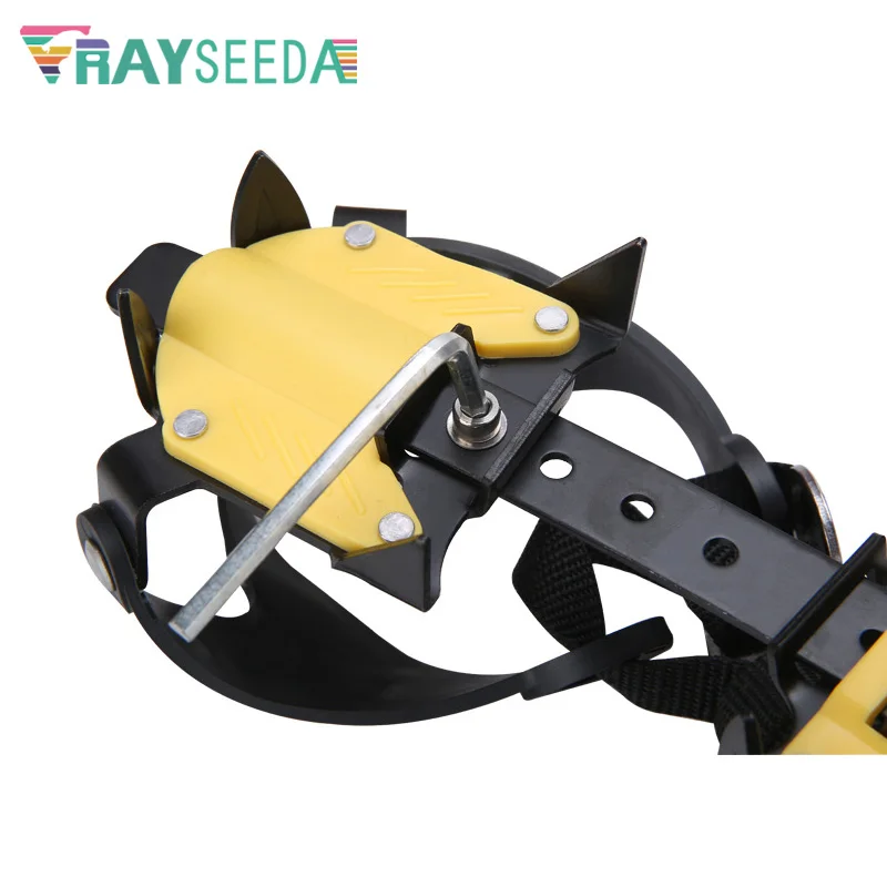 Rayseeda 1 pair Professional Antislip Climbing Ice Crampons High Strength Manganese Steel 10 Teeth Claws Climbing Cleats Gripper Rayseeda 1 pair Professional Antislip Climbing Ice Crampons High Strength Manganese Steel 10 Teeth Claws Climbing Cleats Gripper