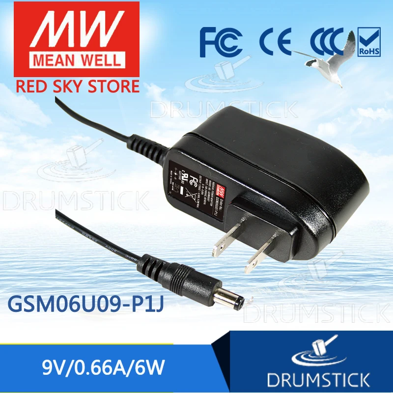 

MEAN WELL GSM06U09-P1J 9V 0.66A meanwell GSM06U 9V 6W AC-DC High Reliability Medical Adaptor