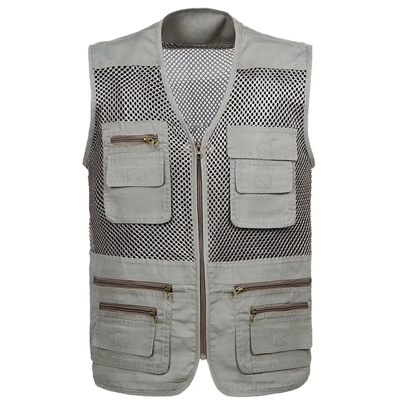 

Man Vest Spring and summer vest multi-pocket plus size outdoor casual vest thin mesh photography vest