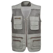 Man Vest Spring and summer vest multi-pocket plus size outdoor casual vest thin mesh photography vest