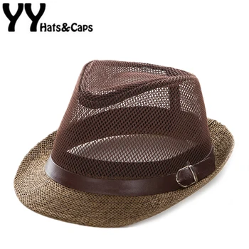 

Straw Panama Hat Men Summer Beach Sun Visor Cap Male Mesh Jazz Cap Man Sunhat Sombrero Panama Chapeau Paille Homme YY17171