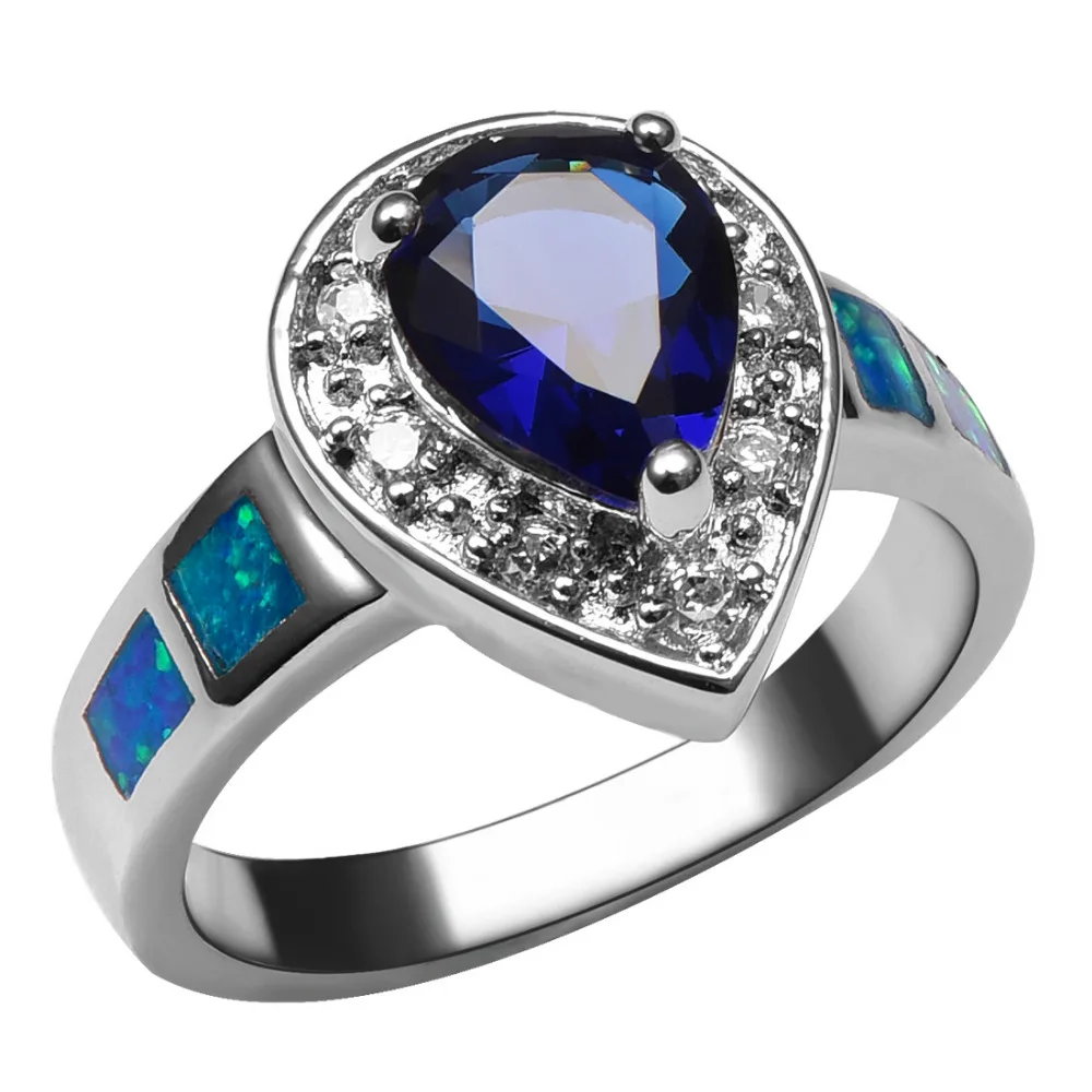 blue fire opal mens ring