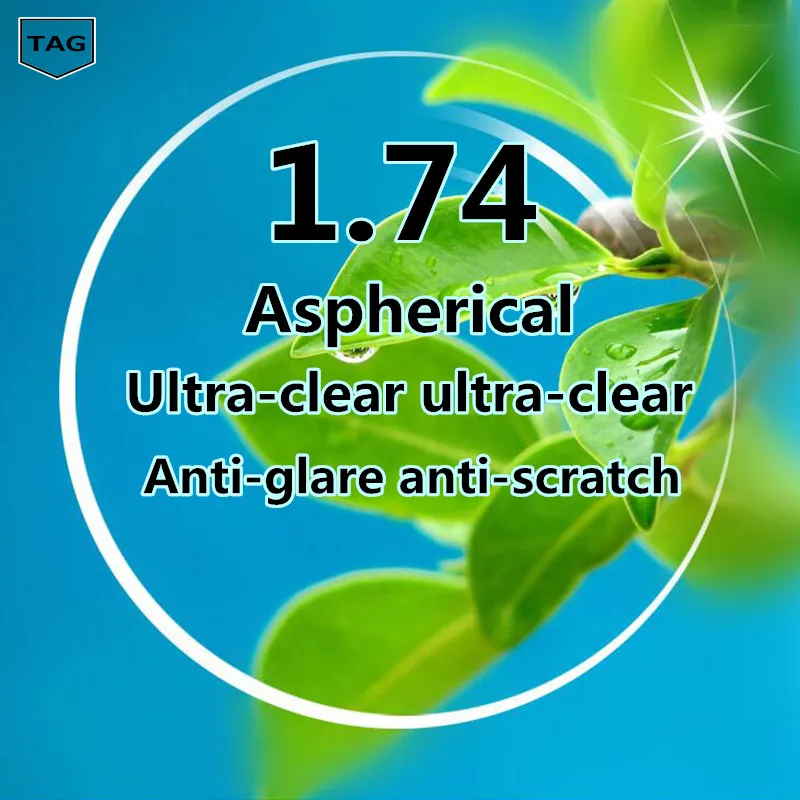 

2017 Brand High quality optical prescription 1.74 Super thin aspheric UV resin prescription lenses for myopia real