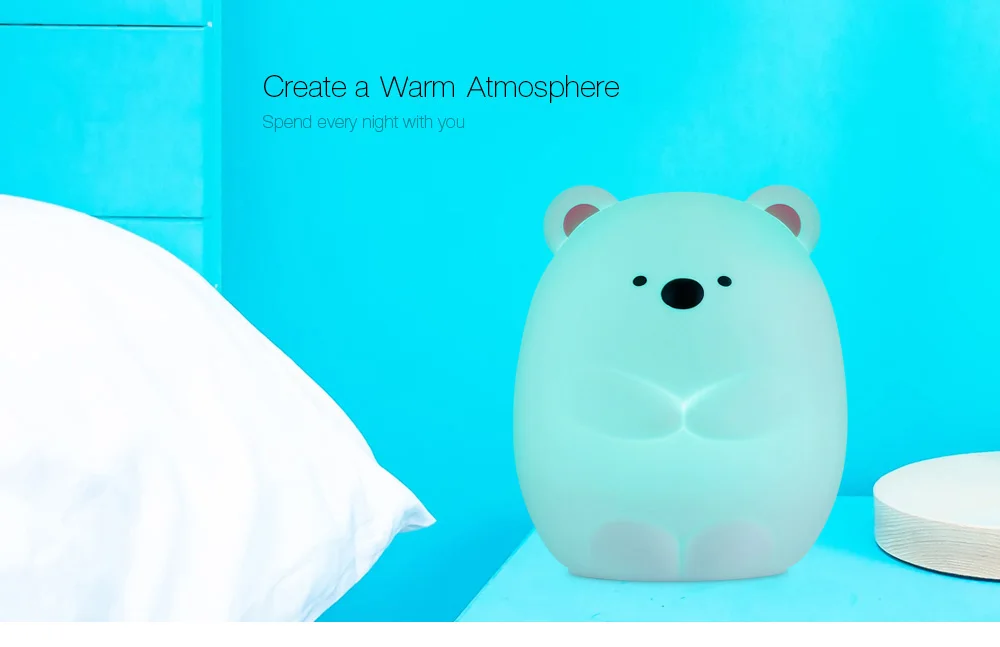 JM - 03 LED Rechargeable Silicone Bear Night Light Tap Control for Bedroom Living Room