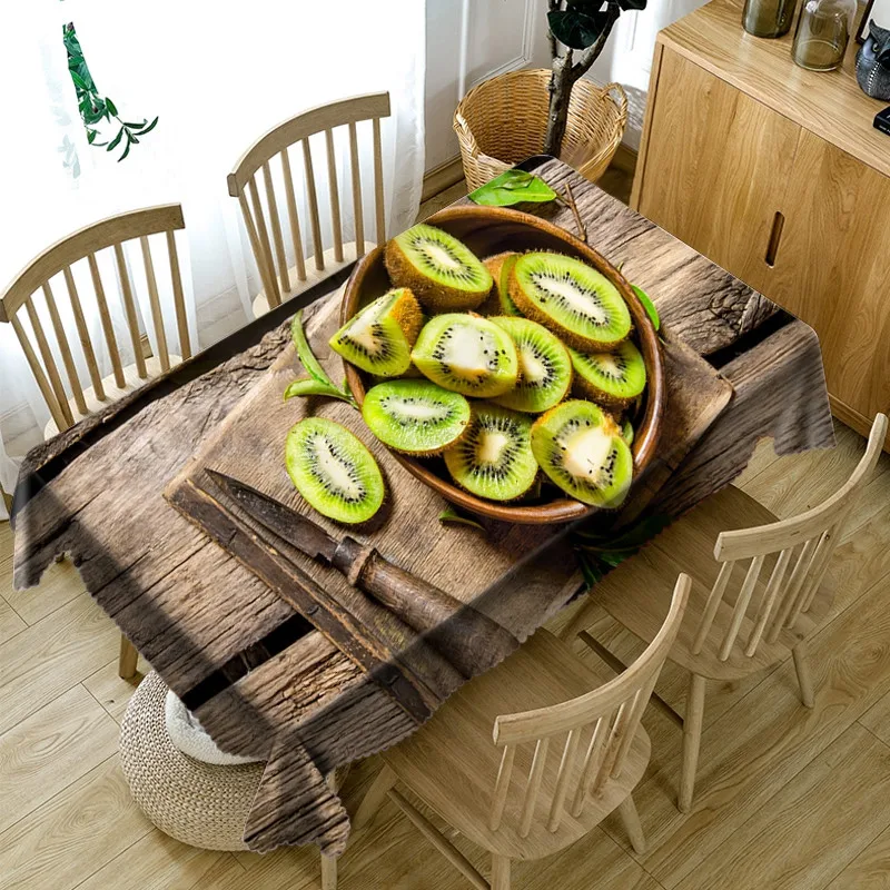3D фрукты и овощи скатерть водонепроницаемый обеденный стол ткань тропические растения декоративная крышка стола прямоугольная Моющаяся