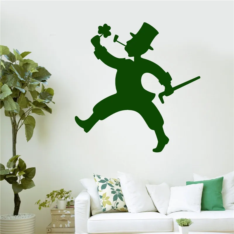 Home Wall Decal Ireland Shamrock Leprechaun Irish Luck Talisman Vinyl Mural free shippingin