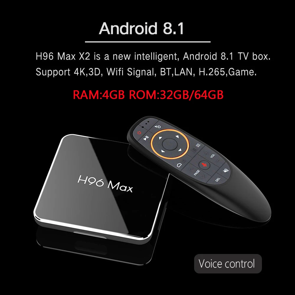 Android 8 1 ТВ коробка H96 Max X2 Amlogic S905X2 4 ядра LPDDR4 Гб оперативной памяти 32 встроенной