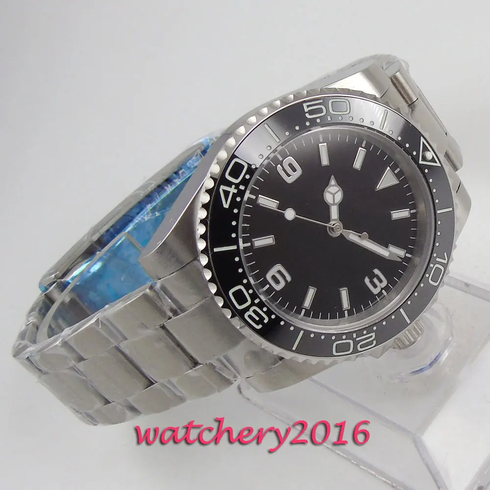

39mm Bliger Black Sterile Dial Luminous ceramic Bezel Automatic Movement men's Wristwatch