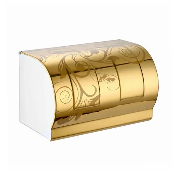 Stainless Steel Toilet Paper Holder Polished Chrome Wall Mounted Bathroom Roll Paper Box Waterproof