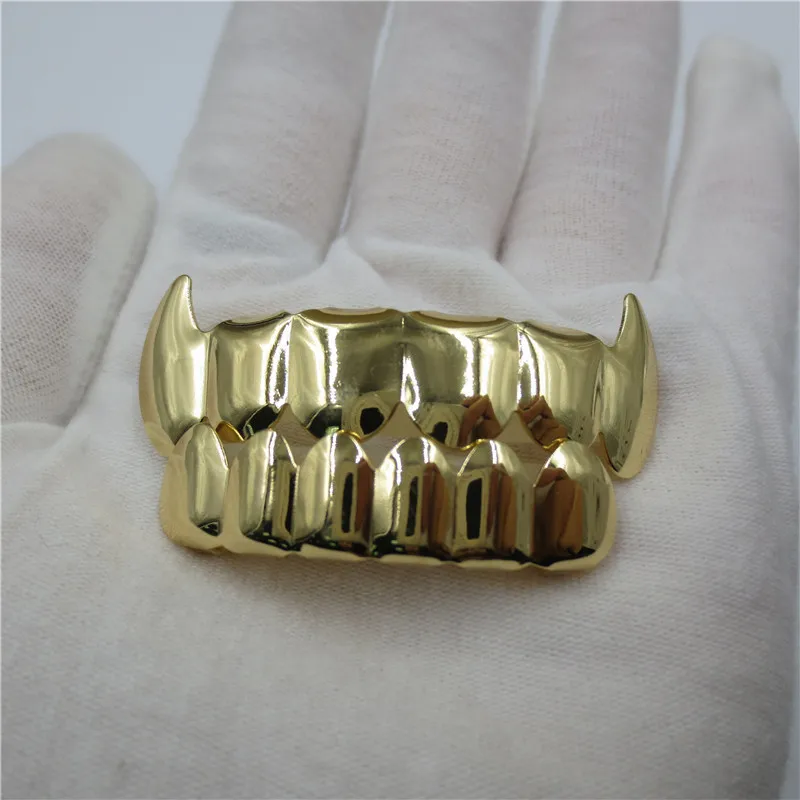 TOFOCO 4 цвета золотые зубы Grillz верхние и нижние грили хип-хоп зуб Grillz стоматологический Хэллоуин вампир Cosply игрушка зубы шапки Новинка