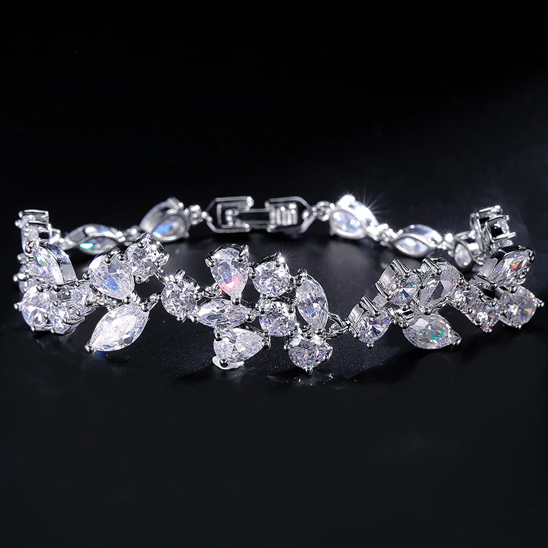 UILZ, белый цвет, австрийские кристаллы, стразы, камни, Chaim браслеты, браслет для женщин, модные циркониевые Свадебные украшения UB014