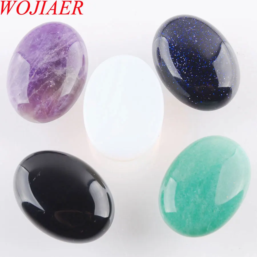 

WOJIAER Natural Amethysts Agates Gem Stone Oval 22x30x7mm Cabochon CAB No hole For Making Jewelry 1PCS LBU314