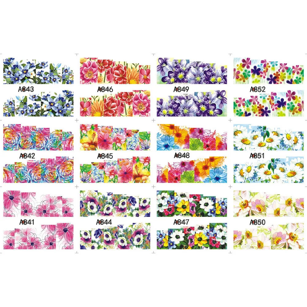 

UPRETTEGO 12 PACKS / LOT NAIL ART BEAUTY WATER DECAL SLIDER NAIL FULL COVER MARGUERITE DAISY AZALEA A841-852