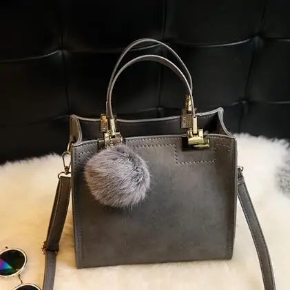 Женская сумка, роскошная сумка на плечо, женская брендовая дизайнерская сумка, высокое качество, скраб, меховой шар, кожаная сумка, женская сумка-мессенджер - Цвет: 3