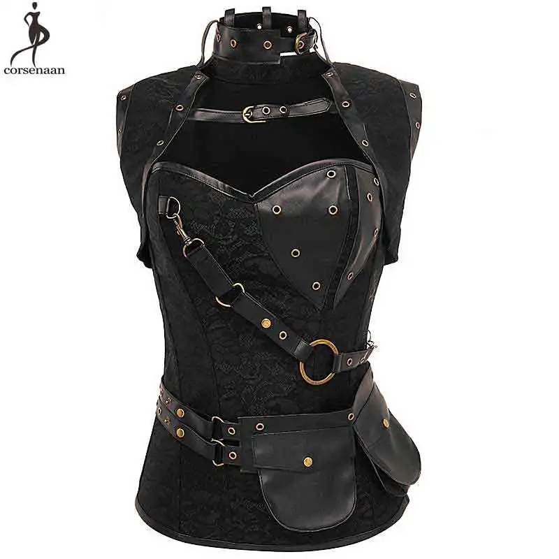 

Steampunk Jacket Corset Women Corsets Steel Boned Solid Black Brown Silver Bustier Gothic Gorset Plus Size 6XL Steam Punk Korse