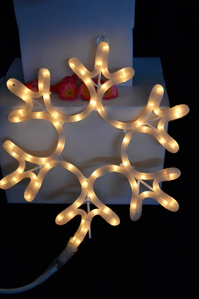 

UL Listed Milky White Incandescent Rope Light Motif 2D Snowflake Motif Light 12" snowflake window light