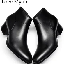 Новинка; сезон осень-зима; мужские ботинки из натуральной кожи на высоком каблуке; модные повседневные ботильоны с высоким берцем на молнии; Мужские ботинки в деловом стиле