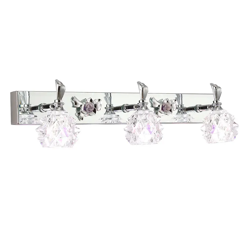 

Modern Crystal Washroom Wall Light Chrome Contemporary Crystal Bathroom Mirror Wall Sconces Cheap Wall Lamp Whole Sales