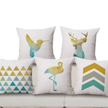 

Wholesale Geometric Deer Pillow Cover Cushion Cover Linen Cotton Home Decor Throw Pillow Rabbit Decorative Pillowcase Pillowsham