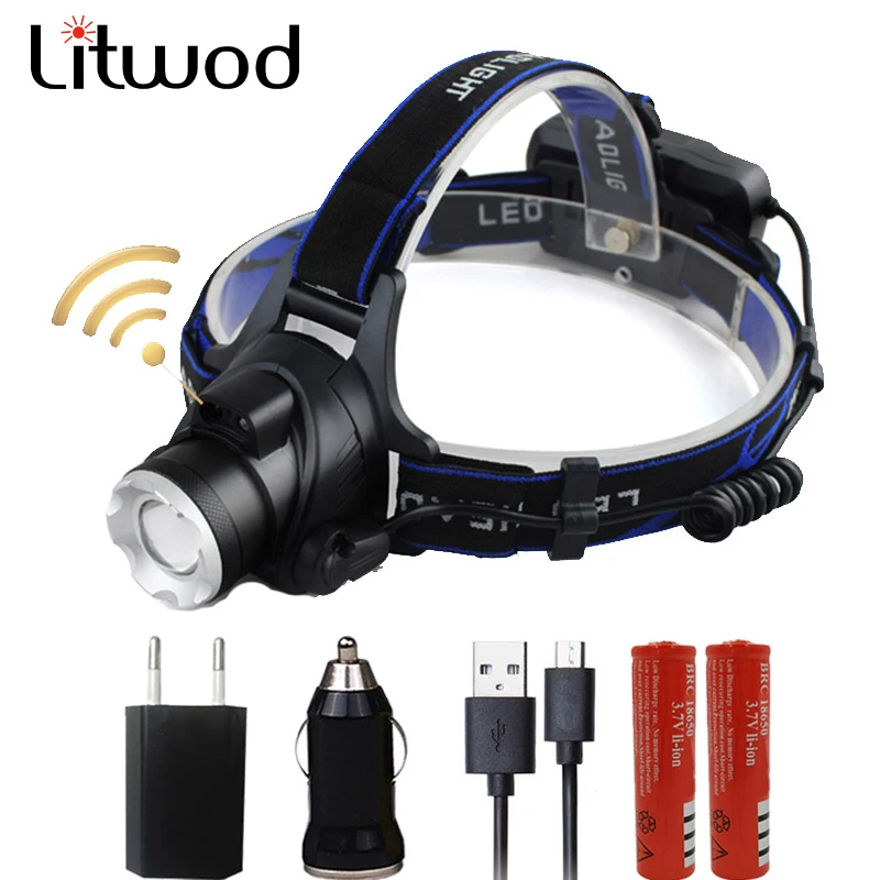 

Litwod Z20 568B Induction LED Headlamp Aluminum T6 / L2 5000LM Led Headlight zoom head flashlight lamp For Riding Fishing