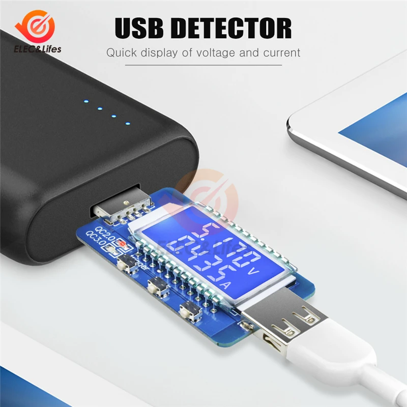 ЖК-цифровой USB Электронный вольтметр Напряжение Ток детектор метр быстрое зарядное устройство триггер Амперметр тестер 4 В~ 28 в QC 2,0 QC 3,0 12 В