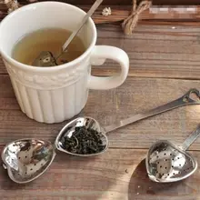 Горячая форма сердца из нержавеющей стали ложка-ситечко для чая фильтр круче Ручка душ