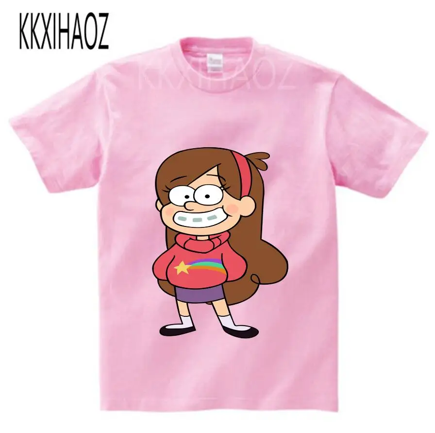 pink childreT-shirt Милая Детская рубашка детские футболки с принтом «Гравитация Фолс», «тайна» Летние повседневные футболки для мальчиков и девочек, модная детская футболка Kawai для девочек - Цвет: pink childreT-shirt
