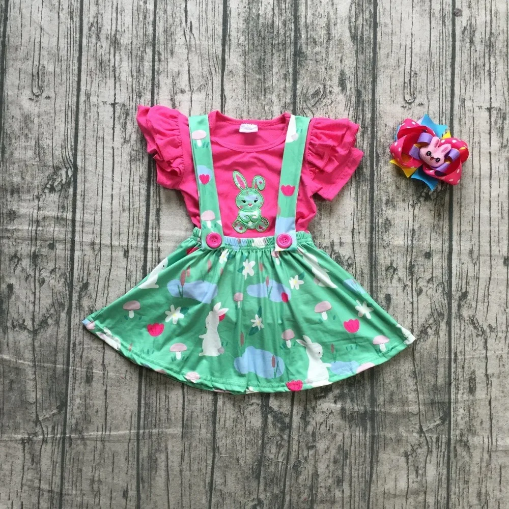 Buy Easter theme girls boutique skirt set top pink
