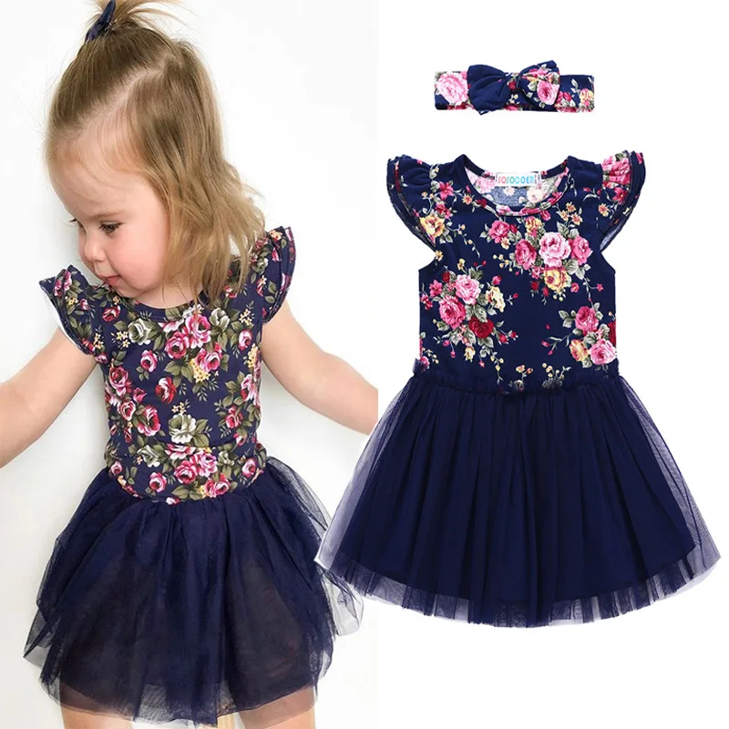 

2019 Summer Infant Baby Girl Brief Tulle Rock N Roll Romper Ball Gown Dress Bodysuit Playsuit Outfit